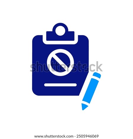 Clipboard with a prohibition sign and a pen, no sign, activism, protest, restriction, bold shapes, simple design, clear message, community action, direct representation, social movement.