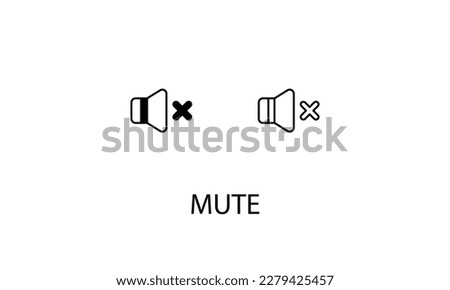 Mute icons with 2 styles outline icon, glyph icon, vector stock.