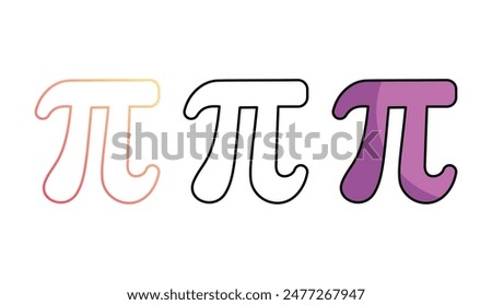 Pi icon design with white background stock illustration