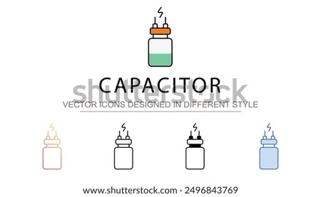 Capacitor icon design with white background stock illustration