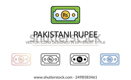 Pakistani Rupee icon design with white background stock illustration