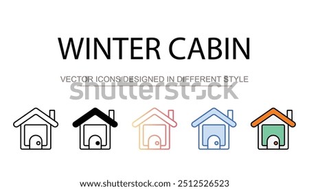 Winter Cabin icon design with white background stock illustration