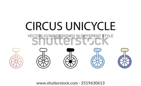 Circus Unicycle icon design with white background stock illustration