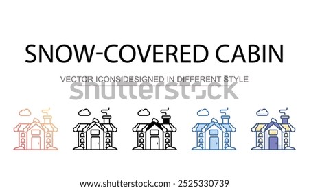 Snow-covered cabin icon design with white background stock illustration