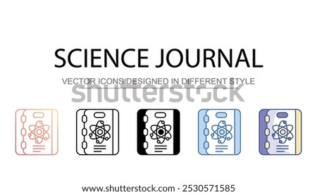 Science Journal icon design with white background stock illustration