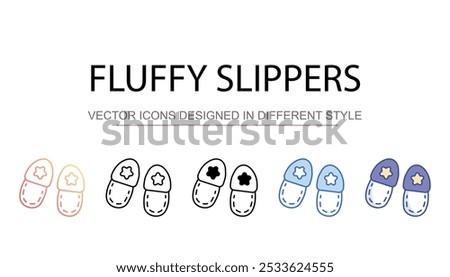 Fluffy Slippers icon design with white background stock illustration