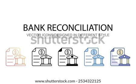 Bank Reconciliation icon design with white background stock illustration