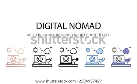 Digital Nomad icon design with white background stock illustration