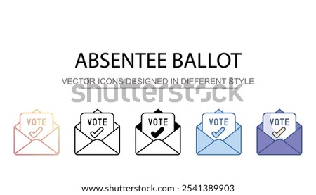 Absentee Ballot icon design with white background stock illustration