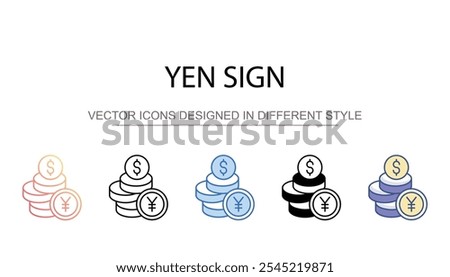 Yen Sign icon design with white background stock illustration