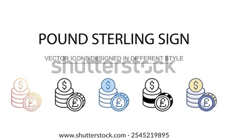 Pound Sterling Sign icon design with white background stock illustration