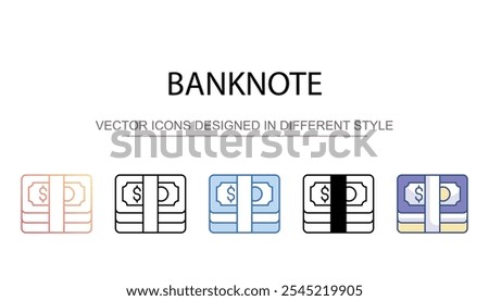 Banknote icon design with white background stock illustration