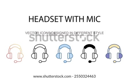 Headset with Mic icon design with white background stock illustration