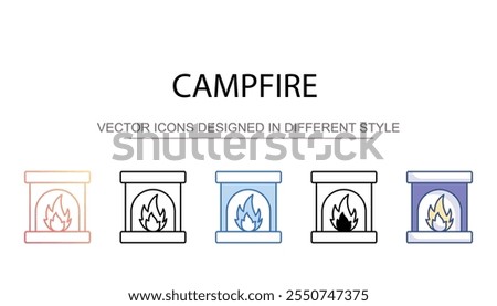 Campfire icon design with white background stock illustration