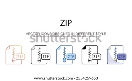 Zip icon design with white background stock illustration