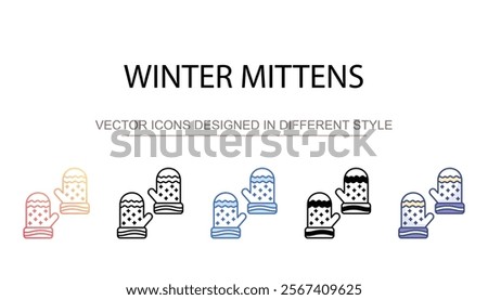 Winter Mittens icon design with white background stock illustration