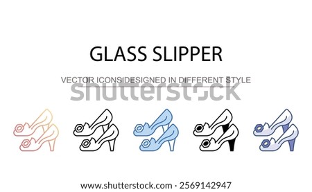 Glass Slipper icon design with white background stock illustration