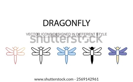 dragonfly icon design with white background stock illustration