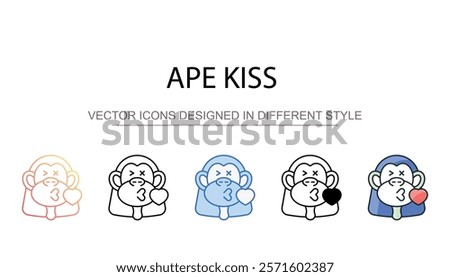 Ape kiss icon design with white background stock illustration