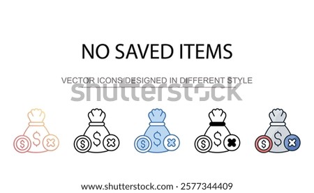 No Saved Items icon design with white background stock illustration