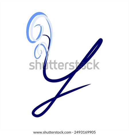 Wave. ABC. Y with a wave. An image with a nautical mood. Minimalism. Beautiful letters. Line drawing. Summer, sea. Series of letters A-Z. Line drawing. logo design initial Y combined with a wave.