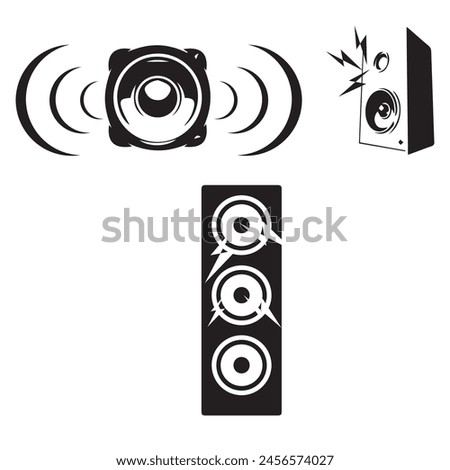 sound speakers, subwoofer icons, acoustic audio systems for concert or party equipment, home cinema stereo system.sound system icon vector illustration logo design
