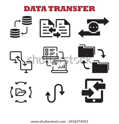 Set of 30 line icons related to data exchange, traffic, files, cloud, server. Outline icon collection.Transfer arrows outline icon. linear style sign for mobile concept and web design.