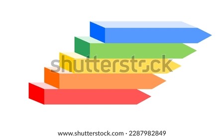 Stairs design infographic template with five steps and red with orange with yellow with green and blue banner for presentation text insert, Stair for climb to success