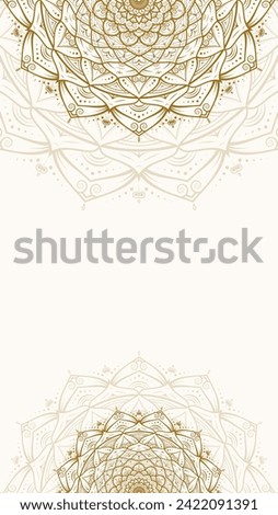 Intricate Floral Mandala Arts on a Shining White Gold Vertical Vector Background