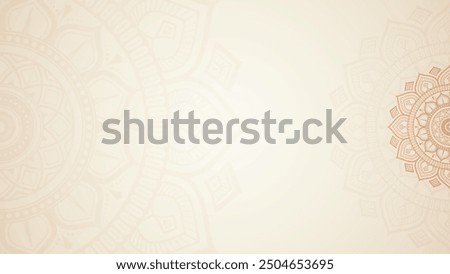 Simple Blank Elegant Mandala Plain Horizontal Background With Delicate Patterns and Soft Tones

