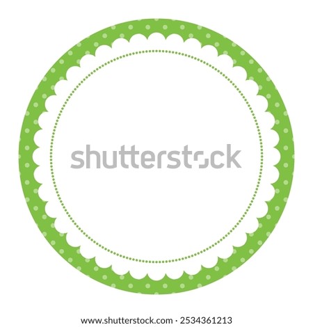 Simple Decorative Green Circular Frame with Scalloped Inner Border