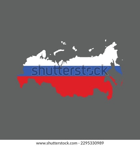 Russia map flag on grey background. Vector illustration. Eps 10.