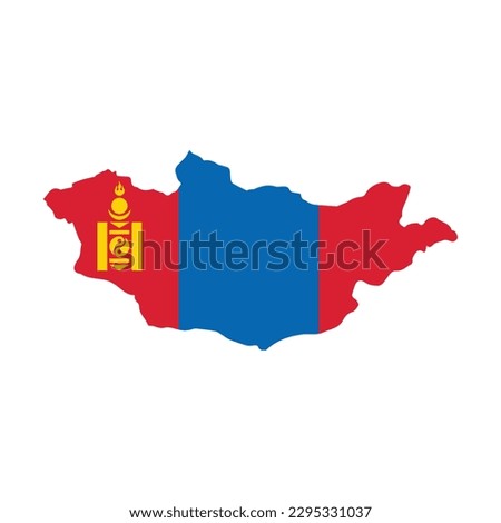 Mongolia map with flag on white background. Vector illustration.