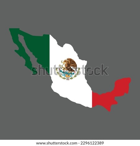Mexico map with national flag ang logo vector illustration concept of north america 