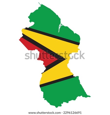Guyana Country in South America vector illustration map and flag logo design