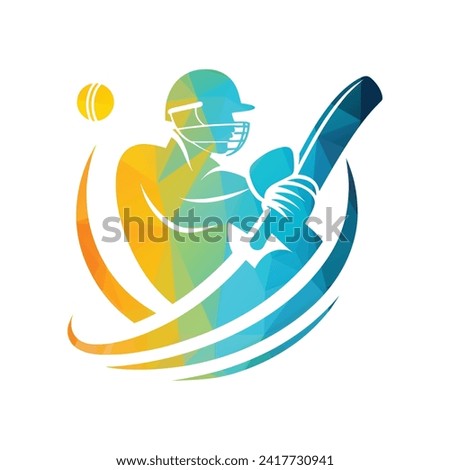 Cricket Player Logo Playing Short Concept