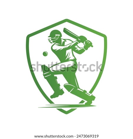 Cricket Player Logo Design Vector Illustration