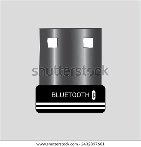 A Portable USB Bluetooth Adapter: with high-speed data transfer. Gray Colored Dongle, Removable Device for Modern PC. Vector, Illustration, Icon, and Symbols 