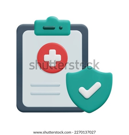 3d clipboard sheet of paper document medical report icon vector. Isolated on white background. 3d health insurance concept. Cartoon minimal style. 3d icon vector render illustration.