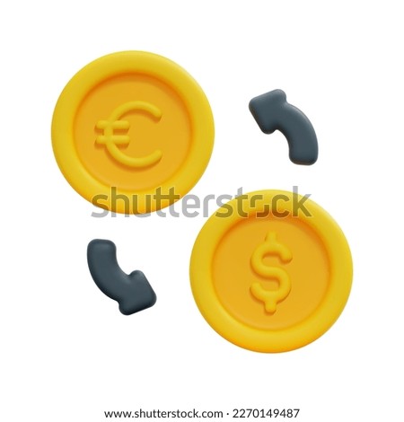 3d currency exchange icon vector. Isolated on white background. Euro to dollar. 3d banking, business and finance concept. Cartoon minimal style. 3d money conversion icon vector render illustration.