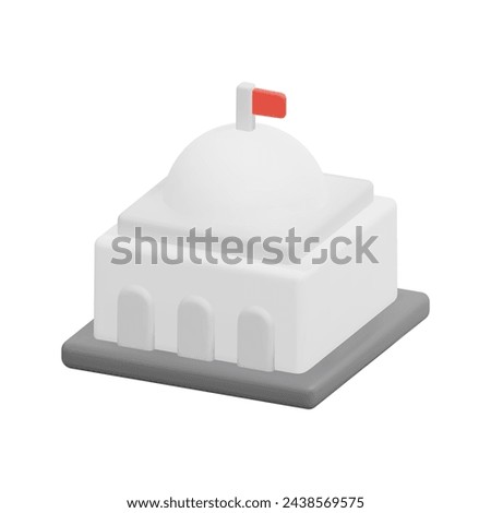 3d embassy icon vector. Isolated on white background. 3d building and architecture concept. Cartoon minimal style. 3d vector building icon render illustration.