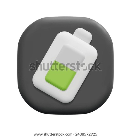 3d vector battery button icon. Isolated on white background. 3d user interface and interface ui symbol concept. Cartoon minimal style. 3d ui button icon vector render illustration.