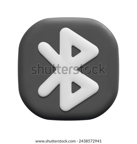 3d vector bluetooth button icon. Isolated on white background. 3d user interface and interface ui symbol concept. Cartoon minimal style. 3d ui button icon vector render illustration.