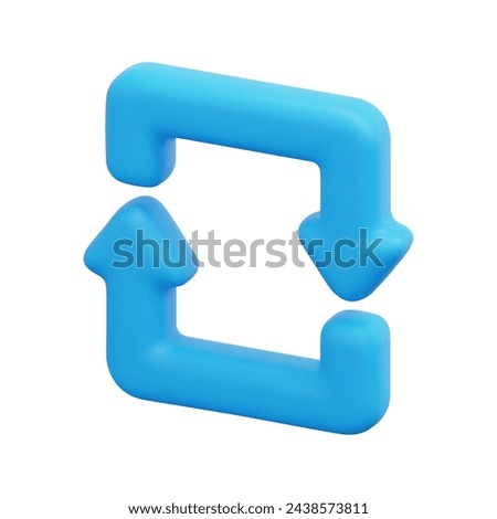 3d loop square arrow vector icon. Isolated on white background. 3d arrow, direction and arrows concept. Cartoon minimal style. 3d loop square arrows icon vector render illustration.