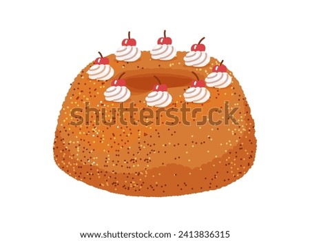 Frankfurter kranz crown cake sweet pasty or dessert from germany with krokant.Vector illustration in cartoon style isolated on white background