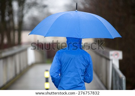 A walking people with umbrella in the rain