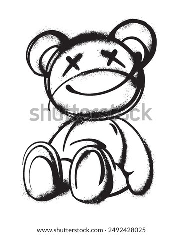 graffiti like sketch of a teddy bear with X shaped eyes and a simple, cheerful expression