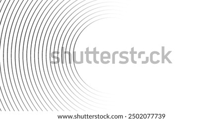 Circular lines geometric background in abstract style. Modern line art illustration with black circular concentric on halftone design template. modern