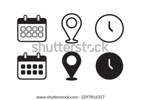 Time data and clock line icon set. Clock icon in trendy flat and line style isolated on background. Icons for date, time, era, duration, period, span, hour, minute, watch, timer, time keeper.