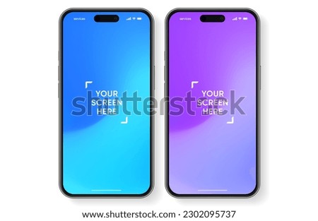 3D realistic high quality smartphone mockup with isolated background. Smart phone mockup collection. Device front view. 3D mobile phone with shadow on white background.